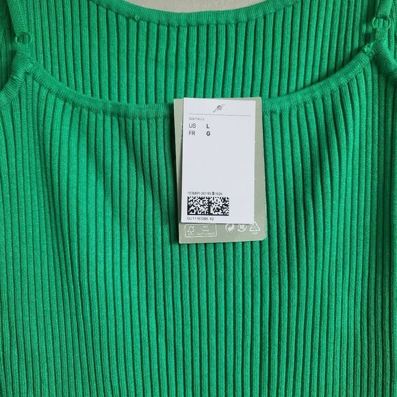 H&M Ribbed Kelly Green Midi Body Con Dress Size L NWT - Picture 5 of 9
